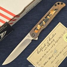 Medford The T-Bone Tumbled S45VN Blade Bronze Titanium Tortoise Shell Inlay picture