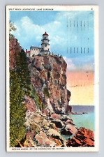 c1935 WB Postcard Lake Superior MN Minnesota Split Rock Lighthouse Gitchie Gumee picture