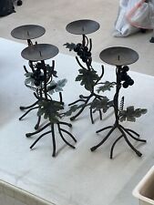 Mid Century Grapes Glass - Midcentury Modern Vintage - Metal Candle Holders Four picture