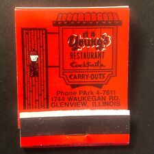 Young's Restaurant Cantonese Glenview, IL Vintage Full Matchbook c1960's-73 VGC picture