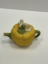 Vintage Avon Decorative Mini Teapot 1996 Yellow Pumpkin Shape Collectible Pot picture