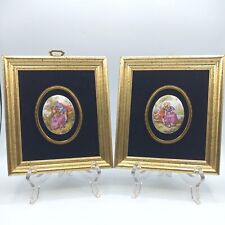 Two Vintage Fragonard Limoges Cameos on Velvet B&S Creations NY Gold Framed LH4 picture