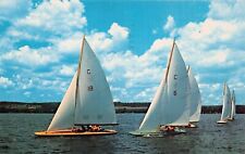Chautauqua Lake NY New York Sailing Yacht Club Mayville Boats Vtg Postcard C3 picture