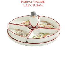 Pottery Barn Forest Gnome Lazy Susan Sectional Serving Platter Figural NIB picture