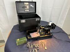 1951 SINGER 221 FEATHERWEIGHT SEWING MACHINE -With Pedal & Case Clean Serviced picture