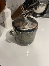 Vintage F B Rogers  Ice Bucket Silver Plated Milkglass Lined picture