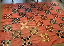 Vintage Antique Patchwork Quilt Top, Squares & Triangles, Early Calicos, As Is picture