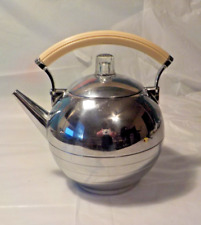 Vintage CHASE Chrome Metal Art Deco Teapot Tea Kettle w/Lid Bakelite Handle USA picture