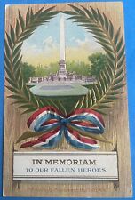 Antique E. Nash 1910 In Memoriam To Our Fallen Heroes Postcard McKinley Monument picture