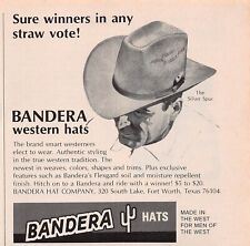 Bandera Straw Hat Hats Cowboy Western Fort Worth TX Texas Flexgard Vtg Print Ad picture