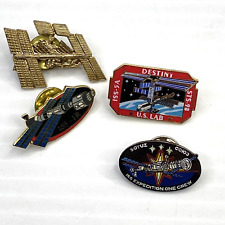 ISS 1R, US Lab Destiny 5a, Soyuz Expedition One Crew Set of 4 Pin Backs Space picture