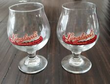 2 Leinenkugel's Stem Footed Snifter Goblet Beer Glass Canoe Logo Chippewa Falls picture