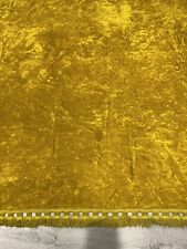Vintage MCM Gold Crushed Velvet Bedspread With Fringe, Queen/ Full 92” X 193” picture