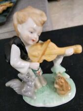 Vintage Gerold Porzellah Bavaria Figurine Boy Playing Fiddle With Animals 5