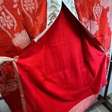 Japanese Pure Silk Long-Sleeved Kimono For Ceremony Antique With Red Em picture