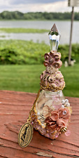 Vintage Katherine's Collection Glass Perfume Bottle Lace Sequins Flower @51 picture