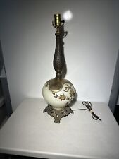 Vintage Accurate Castings A4181 Table Lamp Iridescent Glass Globe White Gold picture