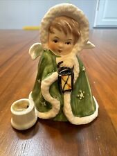 Vintage 1958 Goebel W. Germany Angel Candle Holder Green Christmas. picture