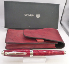 Signum Italian Fountain Pen--l8k Medium-brown marble-leather case- new old stock picture