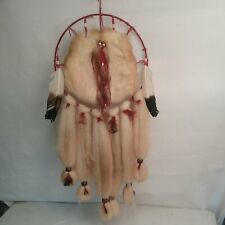 Vintage Dream Catcher Fur/Wool/Feathers/Beads 34in x 18in picture