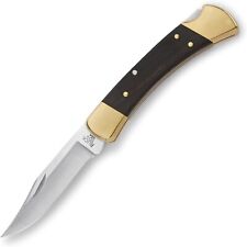 Buck Knives 110 Folding Hunter Lock-back Knife, Brass Bolsters, Ebony Handles picture