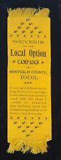 Antique 1903 Pre-Pro LOCAL OPTION CAMPAIGN Temperance Ribbon Montcalm County MI picture
