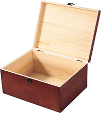 Vintage Wooden Storage Box Container with Hinged Lid Front Clasp, 12'' X 9.3'' X picture