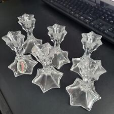Set Of 6 Candle Holders Deplumb 6 Pointed Stars Lead Crystal No Chips Or Scratch picture