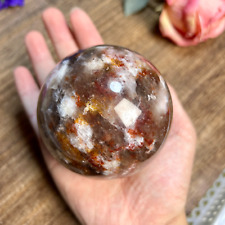 Red Fire QUARTZ Hematoid Crystal Polished sphere Ball Healing 740g 81mm 4th picture