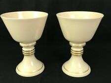 PAIR Lenox Porcelain Gold Trim Footed Pedestal Comport Compote Vase Planter picture