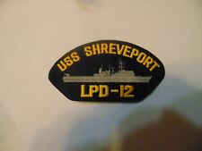 MILITARY HAT PATCH US NAVY SHIP USS SHREVEPORT LPD-12 USN GOLD AND BLACK picture