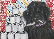 BLACK LABRADOODLE 11x14 Art Print Dog Collectible Signed Artist KSams TP Hoarder picture