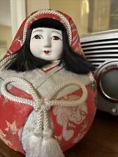 VINTAGE Hime Daruma Doll TRADITIONAL Handcrafted JAPAN RED Kimono picture