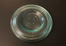 VINTAGE BLUE TINT GLASS FRUIT JAR LID MASONS IMPROVED 2 3/8 INCHES WIDE 1870 picture
