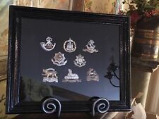 English British Military Cap Badges Framed Eight Personal English Collection picture