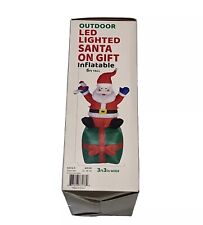 Inflatable Santa on Gift Package 6 Ft Tall Lighted Yard Art Christmas Ships FREE picture