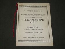1931 OCTOBER 3 THE ROYAL BENGALS BALLOON DANCE PROGRAM - J 3638 picture