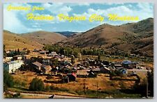 Postcard Greetings From Historic Virginia City Montana Birds Eye View UNP B4 picture