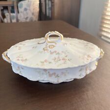 Limoges TH Pink Roses, Harrison Rose? Oval Casserole Covered Dish 11.25” Pretty picture