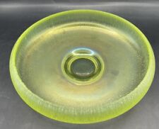 Vintage 1930’s Fenton Vaseline Uranium Canary Yellow Stretched Glass Bowl 7” picture
