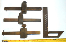 4 Antique Wood Mortise Scribe Marking Gauge Measure Tool & square Lot picture