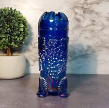 COBALT BLUE DEPRESSION STYLE CARNIVAL GLASS ART DECO HATPIN HOLDER, Vintage Vase picture