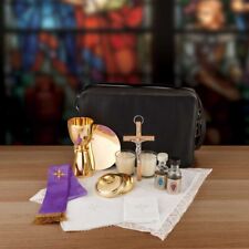 Deluxe Mass Kit Brass Communion Set in Zip Up Case For Church or Sanctuary 12 In picture