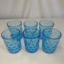 Set of 6 Fenton Glass Blue Coin Dot 3.5” Tumblers Cups  picture