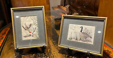 Pair Of Silk Pictures Of Birds. We Ship Worldwide. picture