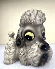 Vintage Mid Century Ceramic Poodle Puppy Dog Big Eyes Figurine Kitsch 4 1/8” picture