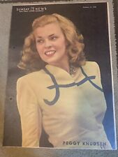 PEGGY KNUDSEN original color portrait SUNDAY NEWS 10/13/46 OLD HOLLYWOOD picture