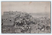 1910 Main Street Looking West Wreck Collapse Destroy Disaster Austin PA Postcard picture