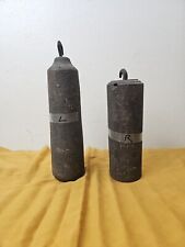 Set Of Original Antique Grandfather Clock Weights 1800s Both 15.2lbs  picture