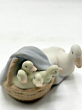 Lladro #4895 Ducklings Figurine Mother Duck Babies In Basket Matt Finish picture